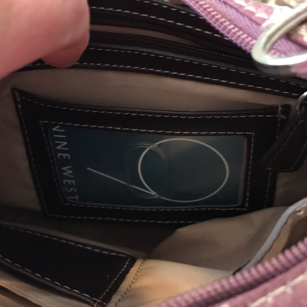 Nine West burgundy and tan purse. - Picture 2 of 8